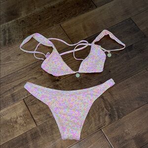 Kulani Kinis Floral Bikini - Pink and Yellow